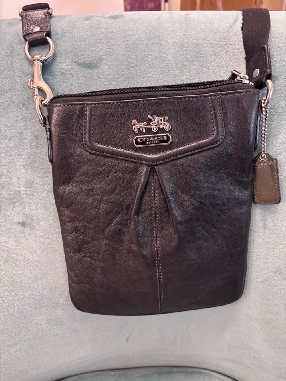 Coach Black Leather Crossbody Bag with Silver Hardware - Picture 2 of 3